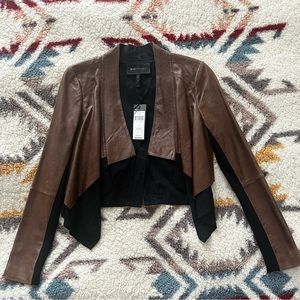 BRAND NEW! BCBGMaxazria Leather Jacket Toffee Size Small